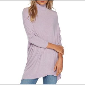 Free People Turtleneck Lavender Terry Top G14
